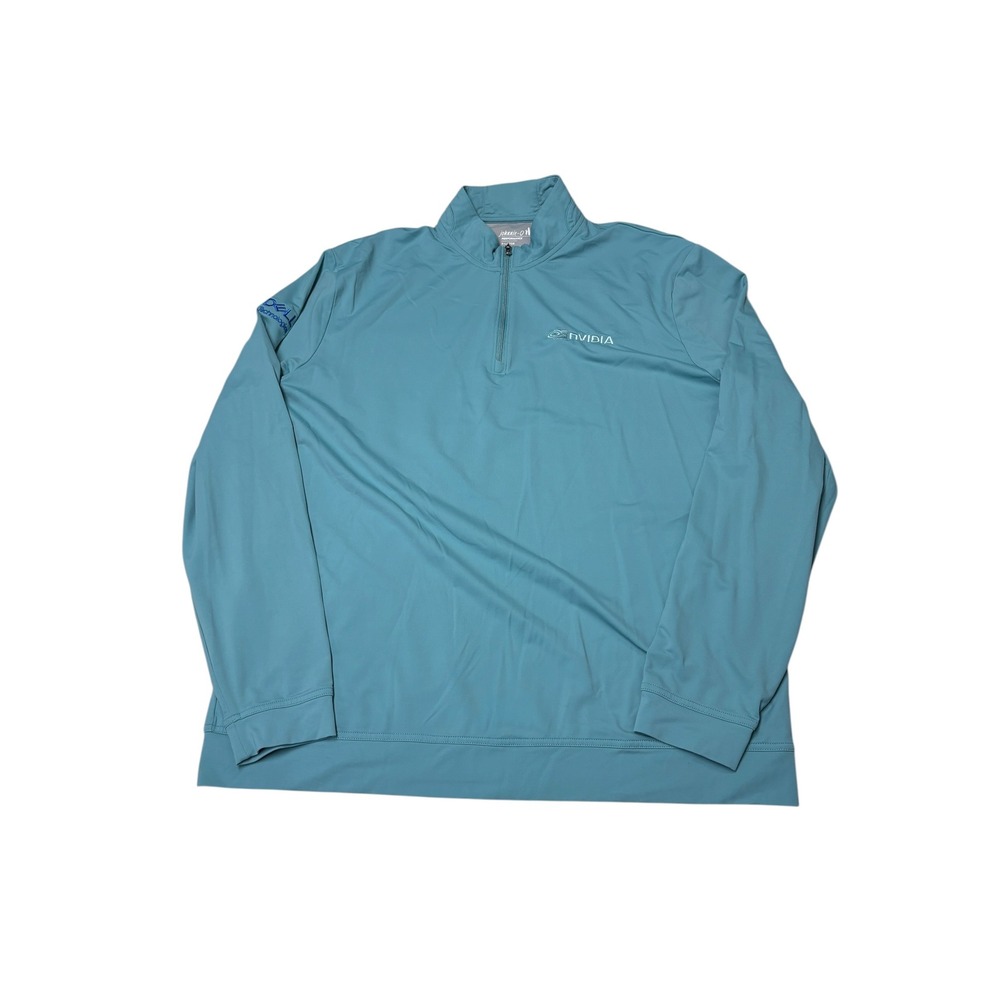 Johnnie-O x NVIDIA Dell Tech Performance Mens XL Quarter Zip Pullover Teal Logo